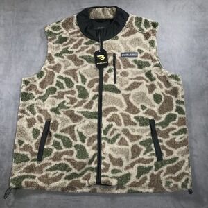 Burlebo Alpine Sherpa Vest Men's 2XL Camouflage Hunt Fleece Full Zip Jacket NEW